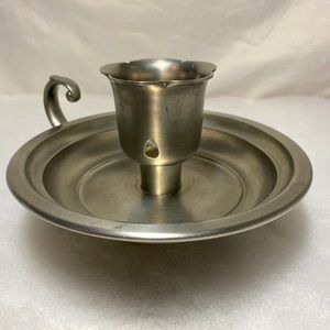 Vintage Pewter Tulip Candlestick Candle Holder by Conn House w/Finger Loop.